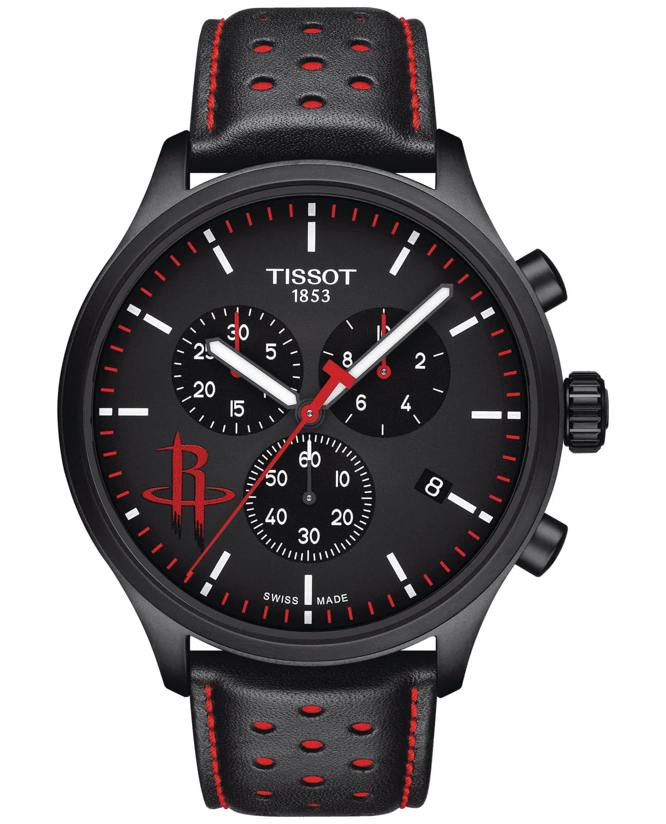 Tissot Tissot Chrono XL NBA Teams Houston Rockets T116.617.36.051.09 Chrono XL T1166173605109 кварцевые мужские часы черный циферблат, браслет кожаный — вид спереди